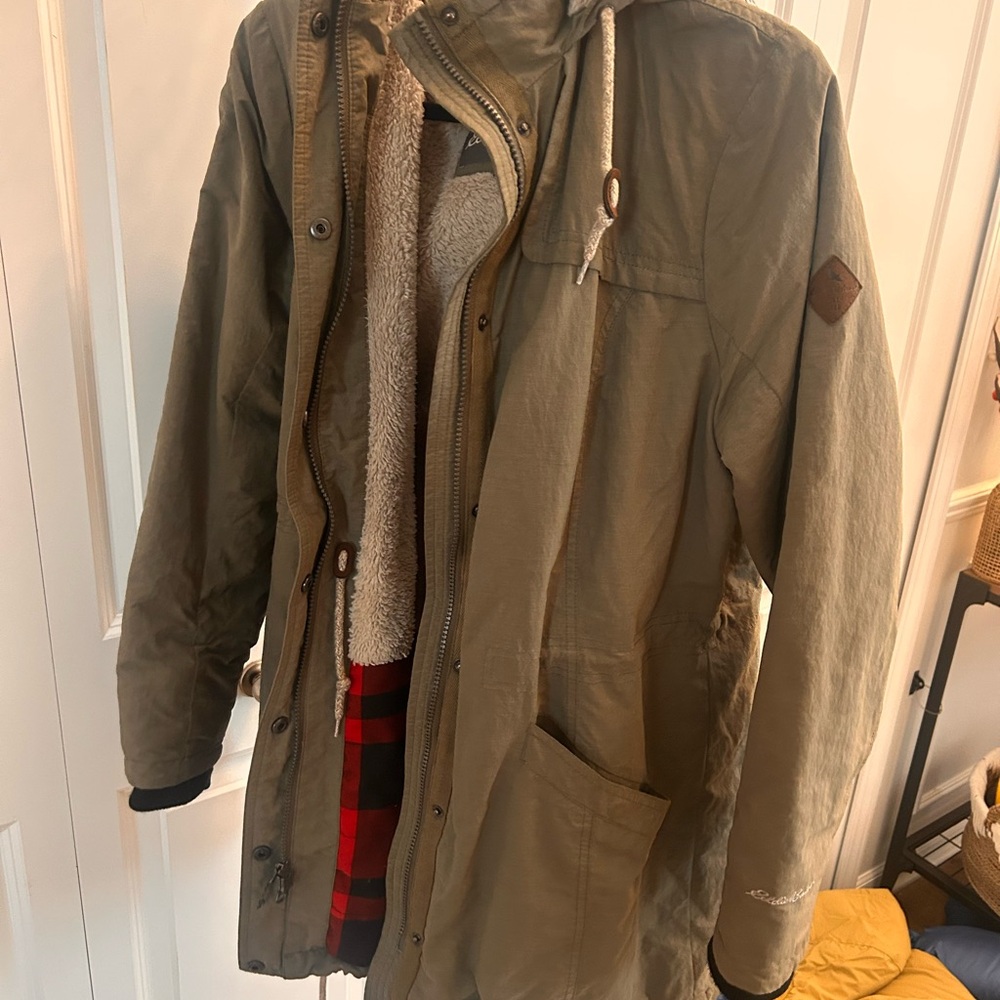 W Olive Green Parka Coat